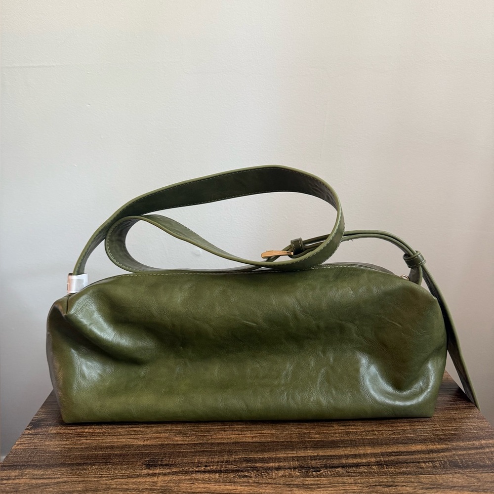 Olive Green Leather Shoulder Bag